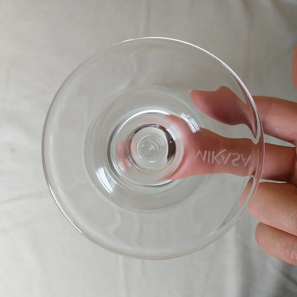 Mikasa Wine Glasses Goblets Cheers White Wine Crystal Striped Etched 2x Lot